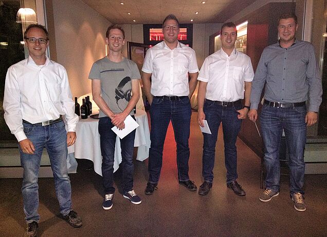 Bild v. li. n. re.: David Zihlmann (Präsident Agrotec Zentral, Patrick Bättig, Reto Gloggner, Stefan Hodel, Andreas Ruckli